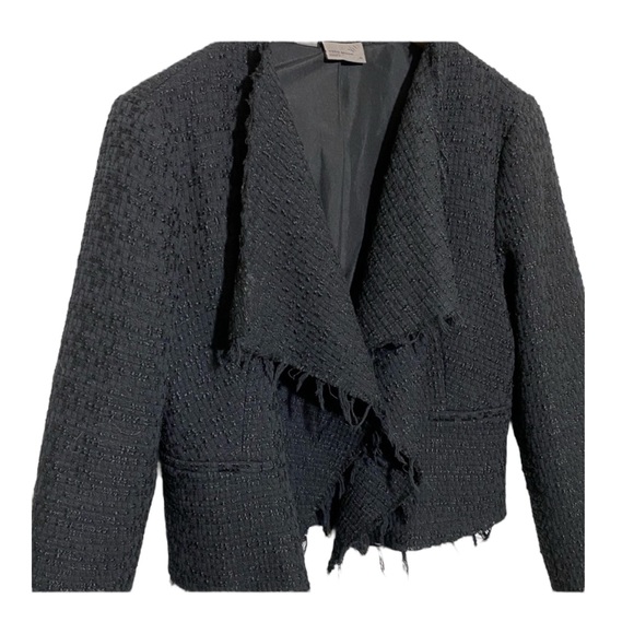 Vero Moda Open Front Textured Fringe Blazer Black Great Condition Size 40 Large - Picture 7 of 7